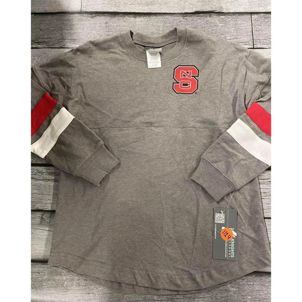 NWT Girls NC State Wolfpack Long Sleeve Shirt Sz 10/12 Grey Large L NCAA